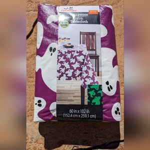 Halloween PVC Plastic Tablecloth Glow In The Dark Ghosts 60”X 102"